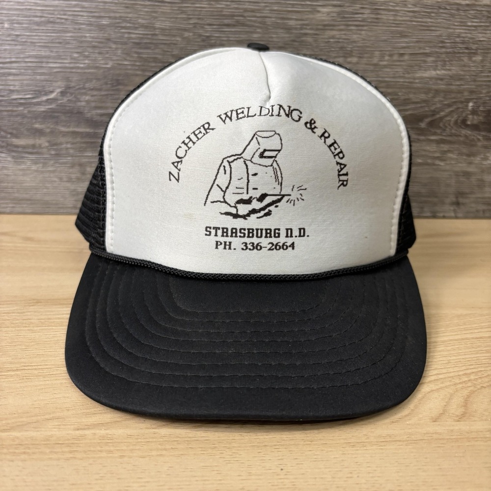 Vintage Zacher Welding & Repair Hat Cap Snap Back Trucker Advertising Mens 90s